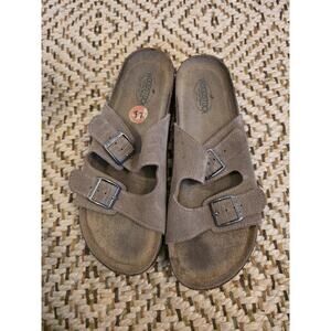 Woodstock Two-Buckle Leather Slide Sandals Size 11